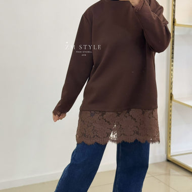 T-shirt manches longues dentelle