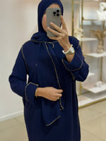 Abaya voile intégré avec détails dorés