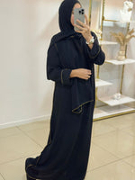 Abaya voile intégré avec détails dorés