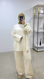 Ensemble pantalon effet lin