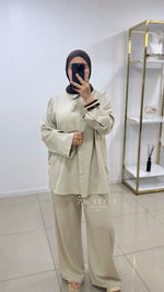 Ensemble pantalon effet lin