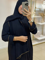 Abaya voile intégré avec détails dorés