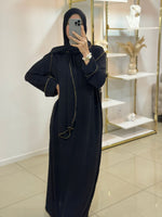 Abaya voile intégré avec détails dorés
