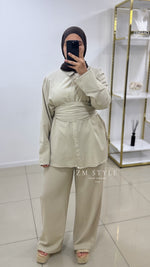 Ensemble pantalon effet lin