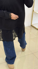 T-shirt manches longues dentelle