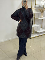 Pull à motif marron/gris