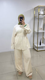 Ensemble pantalon effet lin