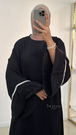 Abaya manches perlées
