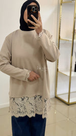 T-shirt manches longues dentelle