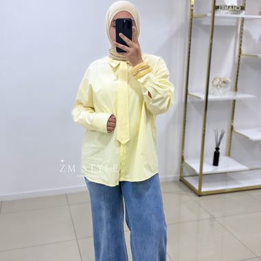 Chemise cravate amovible