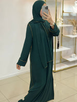 Abaya voile intégré avec détails dorés