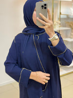 Abaya voile intégré avec détails dorés