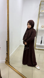 Abaya voile intégré enfant avec détails dorés