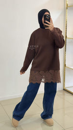 T-shirt manches longues dentelle