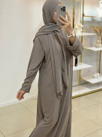 Abaya voile intégré avec détails dorés