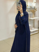 Abaya voile intégré avec détails dorés