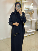 Abaya voile intégré avec détails dorés