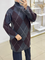 Pull à motif marron/gris