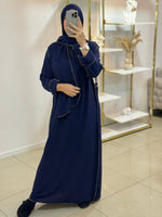 Abaya voile intégré avec détails dorés